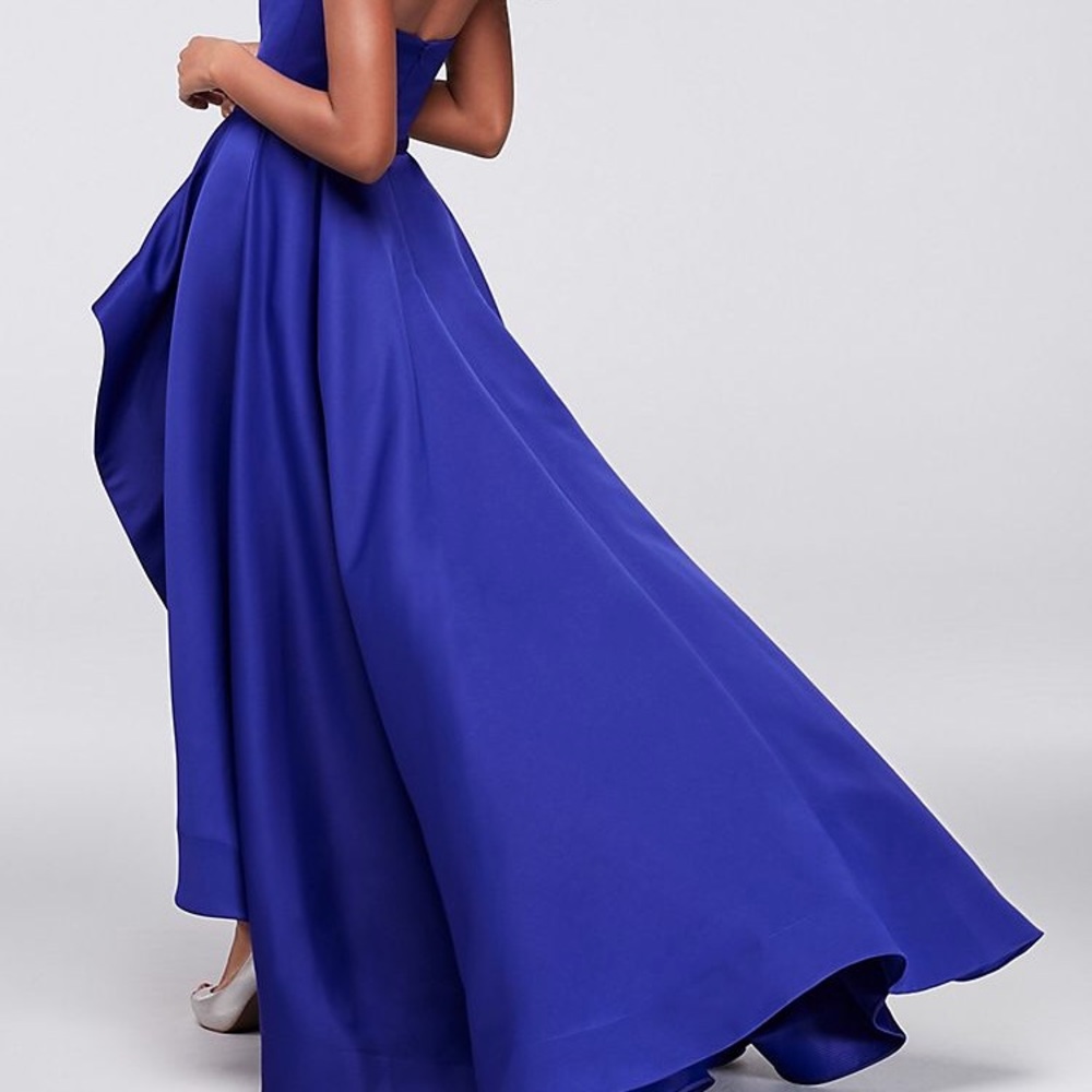 DAVIDS BRIDAL Blue Hi-Low Prom Dress